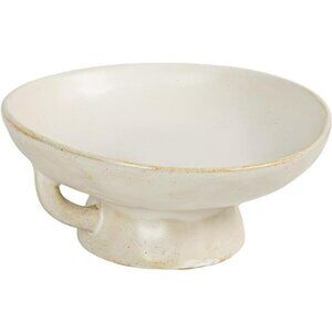 Stoneware Serving Bowl White Reactive Glaze 8 Inch Modern Kitchen Decor